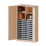 ErgoTray Schrank, 3reihig, 5 OH, zweitürig, mit 30 flachen Boxen, B/H/T 104,5x190x50cm 